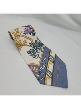 Vtg Je Suis Floral & Baroque Silk Tie Made In USA 4" Multicolor Design Whimsical